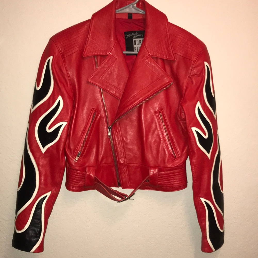 Micheal Hoban North Beach leather flame jacket